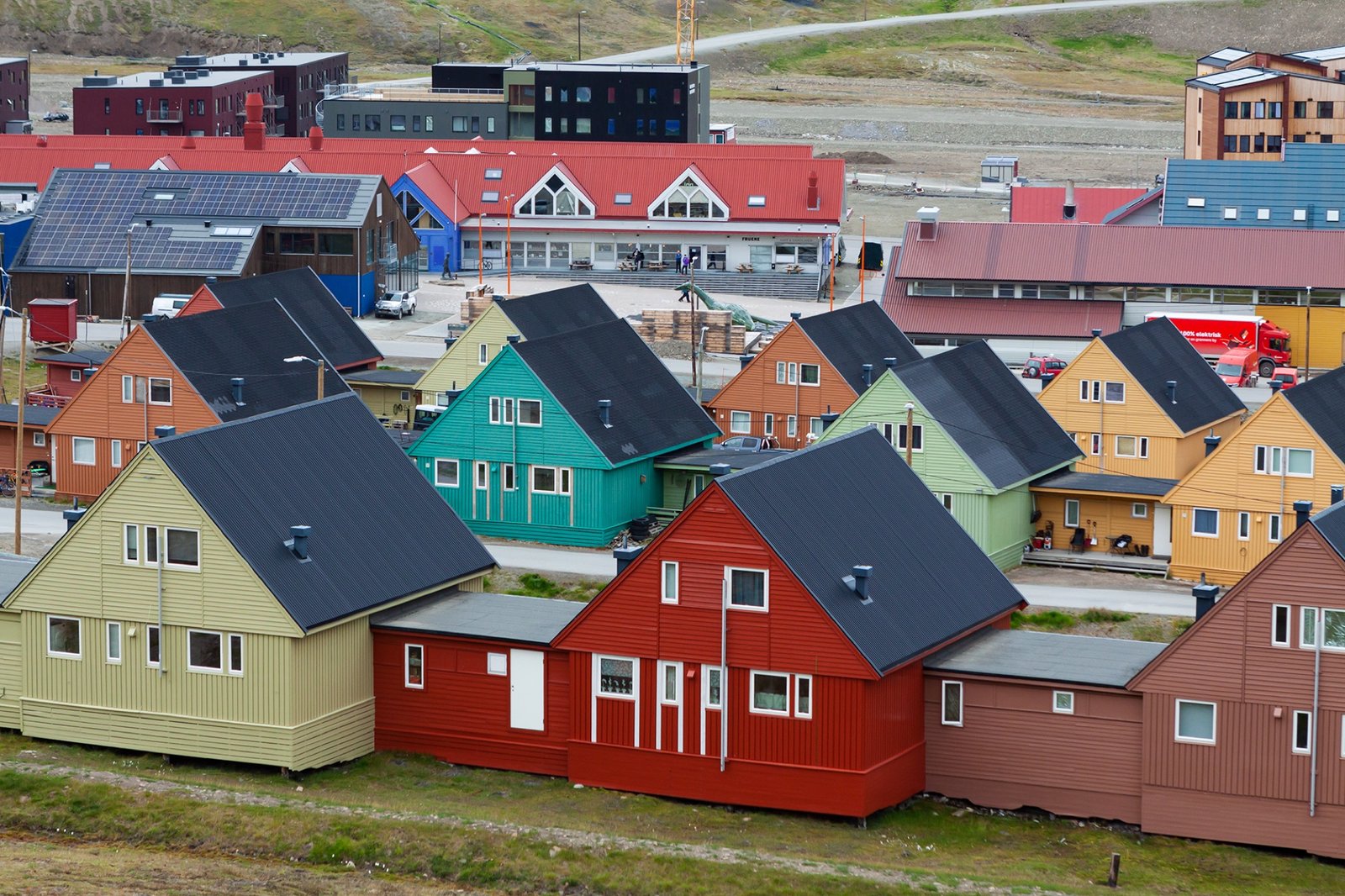 Colourful wooden houses in Longyearbyen